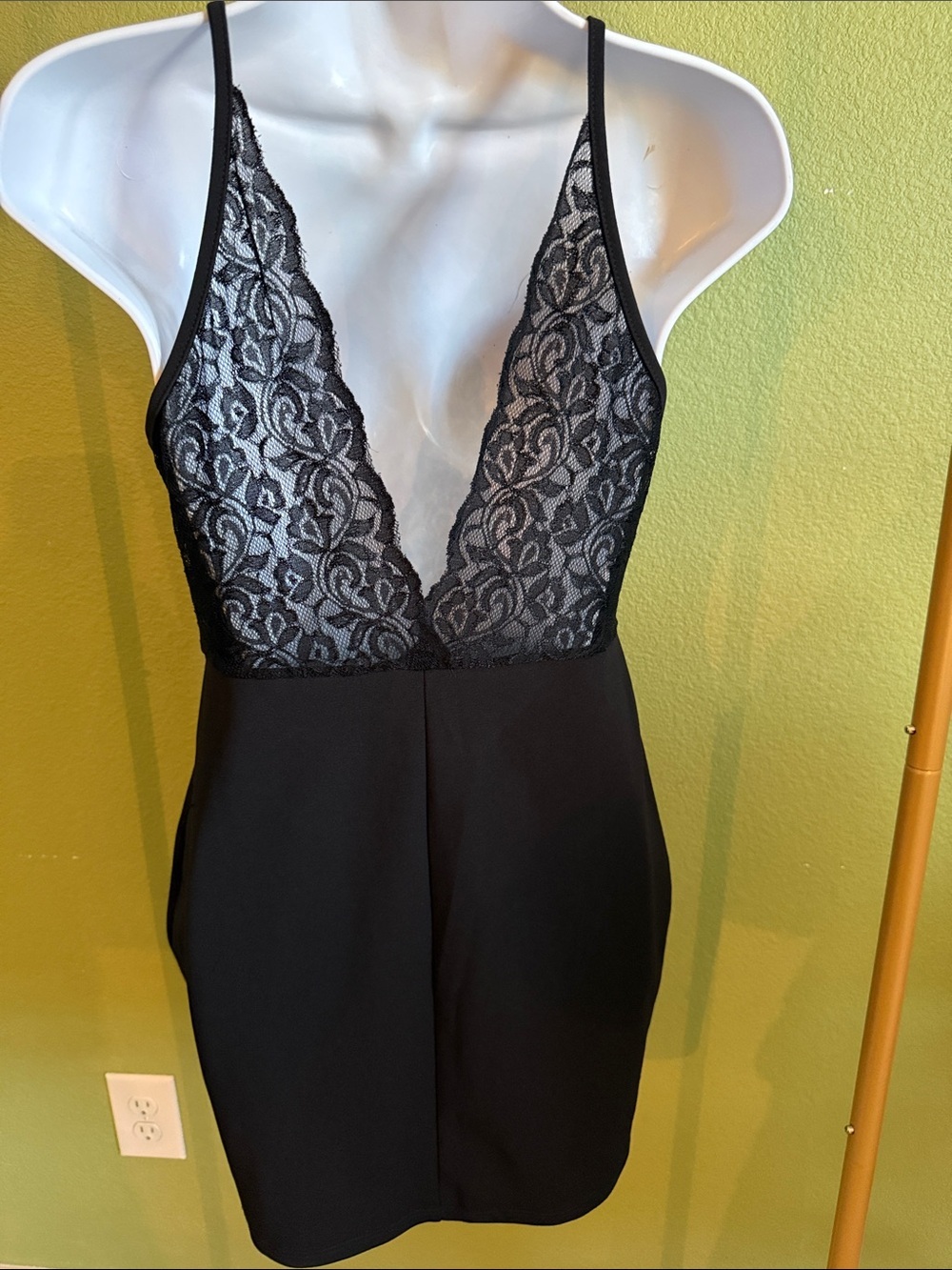 Lulu's Black Spaghetti Strap Wrap Mini Dress - Picture 2 of 5